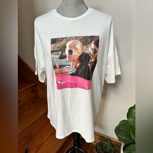 Barbie White Tee with Pink Script Graphic